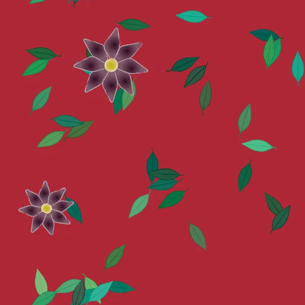 Composición Libre Con Flores Colores Simples Hojas Verdes Para Papel — Vector de stock