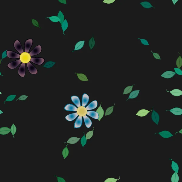 Composição Design Com Flores Simples Folhas Verdes Ilustração Vetorial —  Vetores de Stock