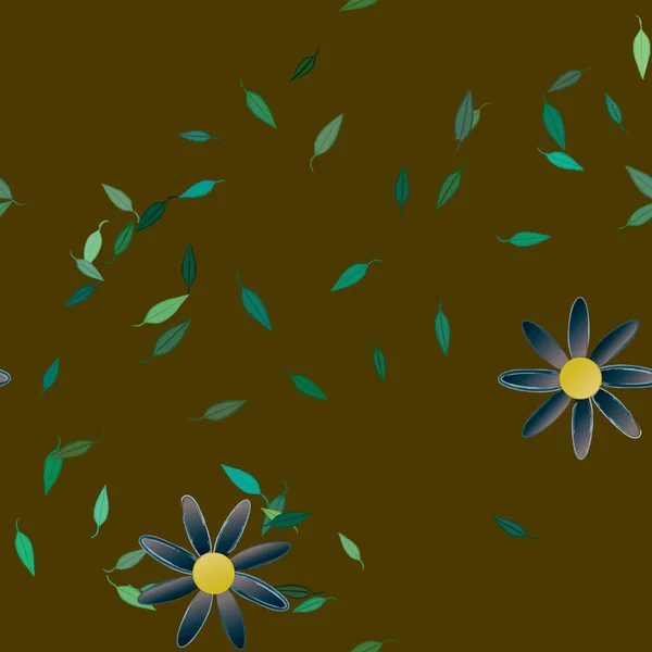 Composition Design Avec Fleurs Simples Feuilles Vertes Illustration Vectorielle — Image vectorielle