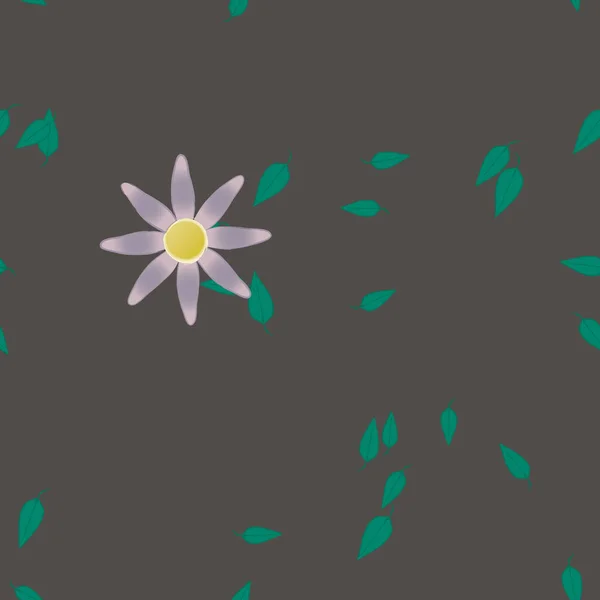 Fleurs Simples Avec Des Feuilles Vertes Composition Libre Illustration Vectorielle — Image vectorielle