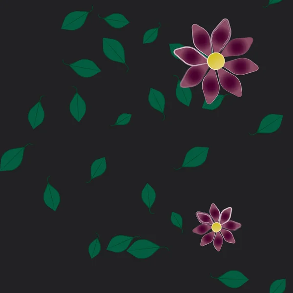 Composition Design Avec Fleurs Simples Feuilles Vertes Illustration Vectorielle — Image vectorielle