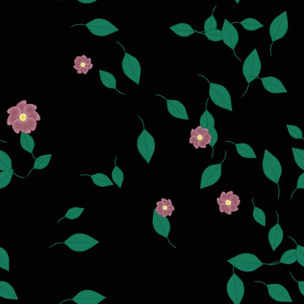 Composición Libre Con Flores Colores Simples Hojas Verdes Para Papel — Vector de stock