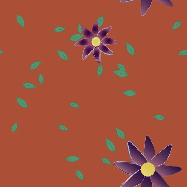 Composition Design Avec Fleurs Simples Feuilles Vertes Illustration Vectorielle — Image vectorielle