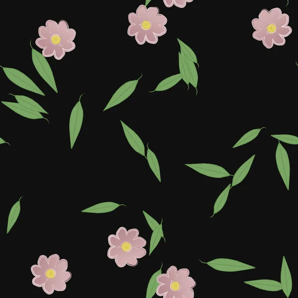 Composición Libre Con Flores Colores Simples Hojas Verdes Para Papel — Vector de stock