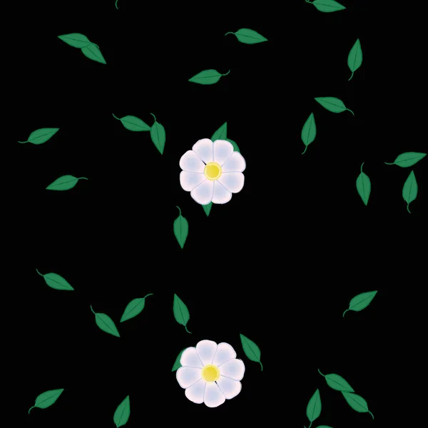 Composição Livre Com Flores Coloridas Simples Folhas Verdes Para Papel —  Vetores de Stock