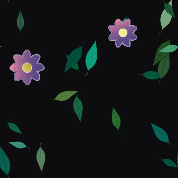 Composición Libre Con Flores Colores Simples Hojas Verdes Para Papel — Vector de stock