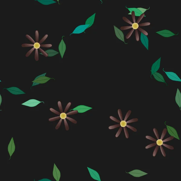 Composición Libre Con Flores Colores Simples Hojas Verdes Para Papel — Archivo Imágenes Vectoriales