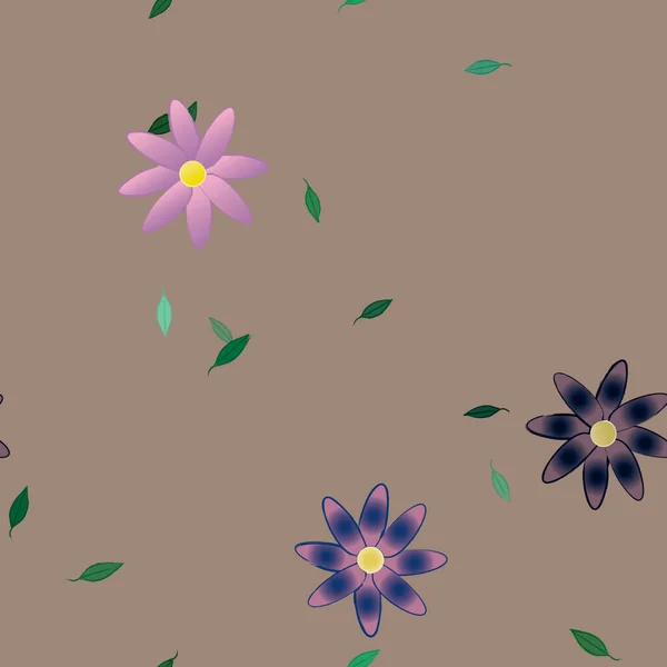 Composição Design Com Flores Simples Folhas Verdes Ilustração Vetorial — Vetor de Stock