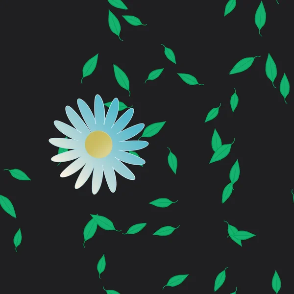 Composición Libre Con Flores Colores Simples Hojas Verdes Para Papel — Archivo Imágenes Vectoriales