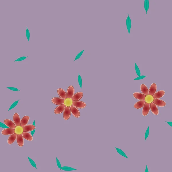 Fleurs Simples Avec Des Feuilles Vertes Composition Libre Illustration Vectorielle — Image vectorielle