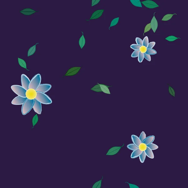 Composición Libre Con Flores Colores Simples Hojas Verdes Para Papel — Vector de stock