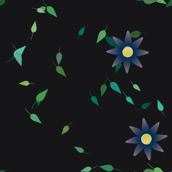 Composición Libre Con Flores Colores Simples Hojas Verdes Para Papel — Vector de stock