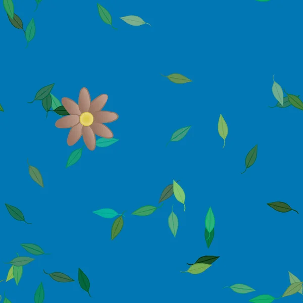 Flores Simples Con Hojas Verdes Composición Libre Ilustración Vectorial — Vector de stock