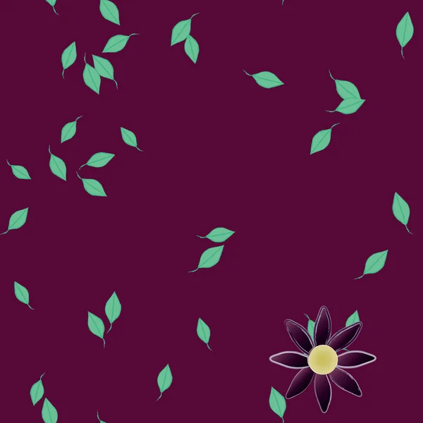 Composición Diseño Con Flores Simples Hojas Verdes Ilustración Vectorial — Vector de stock