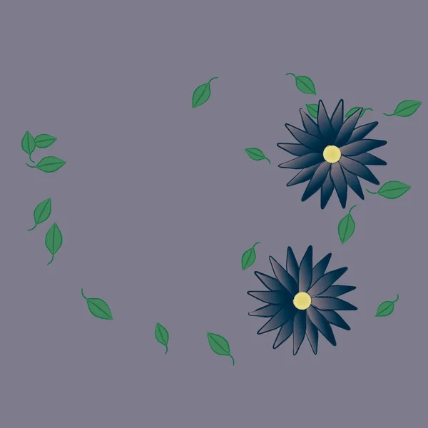 Composition Design Avec Fleurs Simples Feuilles Vertes Illustration Vectorielle — Image vectorielle