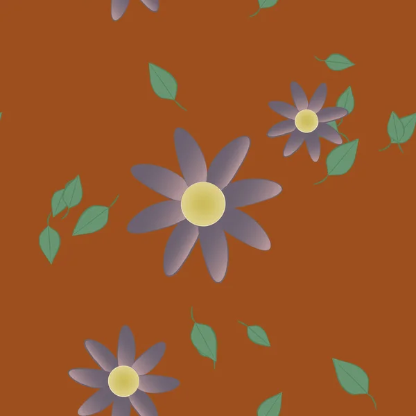 Flores Simples Con Hojas Verdes Composición Libre Ilustración Vectorial — Vector de stock