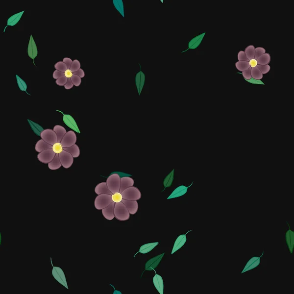 Composición Libre Con Flores Colores Simples Hojas Verdes Para Papel — Vector de stock