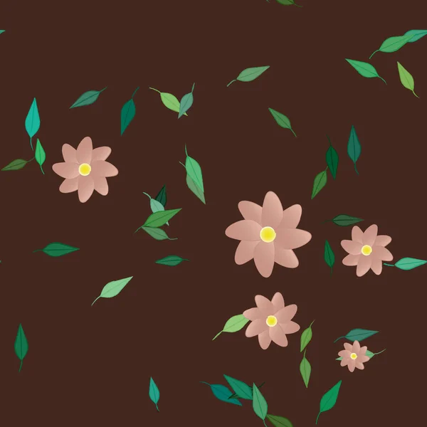 Volná Kompozice Jednoduchými Barevnými Květy Zelenými Listy Tapetu Vektorová Ilustrace — Stockový vektor