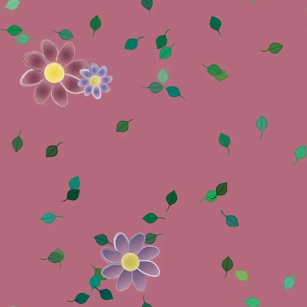 無料構成で緑の葉を持つシンプルな花 ベクトル図 — ストックベクタ