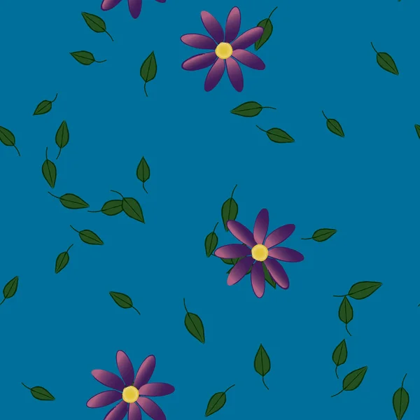 Fleurs Simples Avec Des Feuilles Vertes Composition Libre Illustration Vectorielle — Image vectorielle