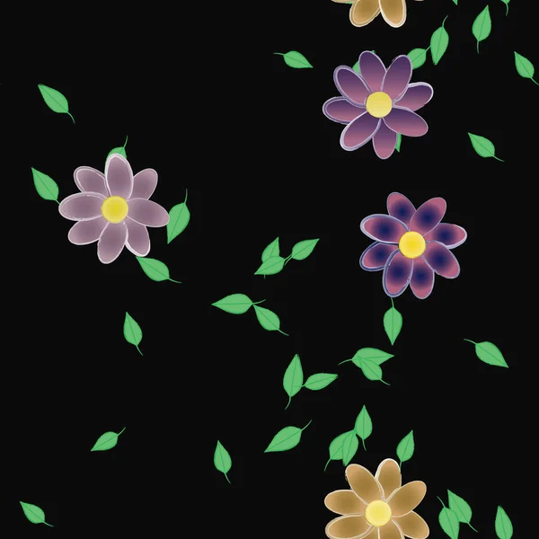 Composición Libre Con Flores Colores Simples Hojas Verdes Para Papel — Vector de stock