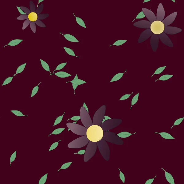 Composición Libre Con Flores Colores Simples Hojas Verdes Para Papel — Vector de stock