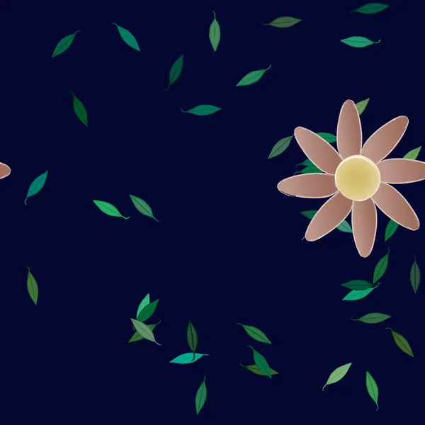 Fleurs Simples Avec Des Feuilles Vertes Composition Libre Illustration Vectorielle — Image vectorielle