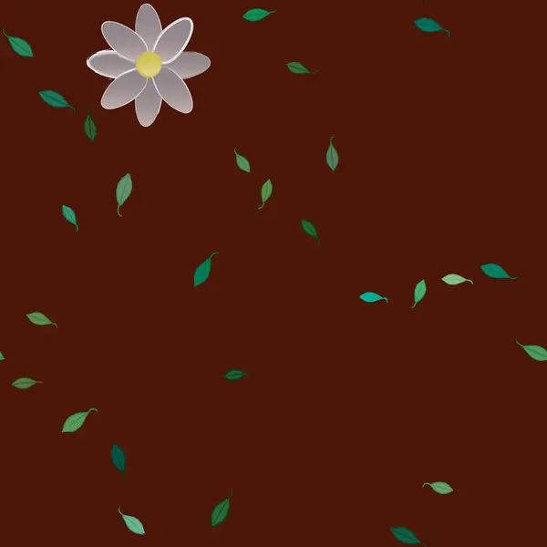 Composición Diseño Con Flores Simples Hojas Verdes Ilustración Vectorial — Archivo Imágenes Vectoriales