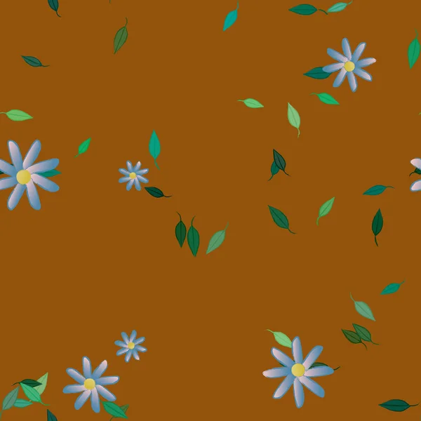 Fleurs Simples Avec Des Feuilles Vertes Composition Libre Illustration Vectorielle — Image vectorielle