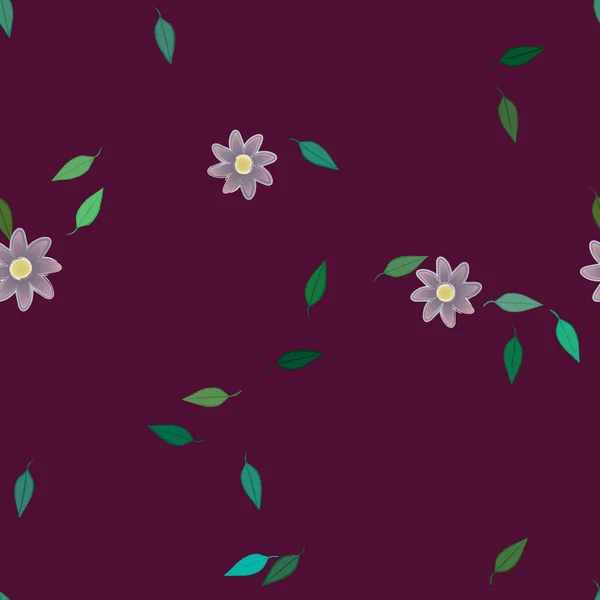 Composição Design Com Flores Simples Folhas Verdes Ilustração Vetorial — Vetor de Stock