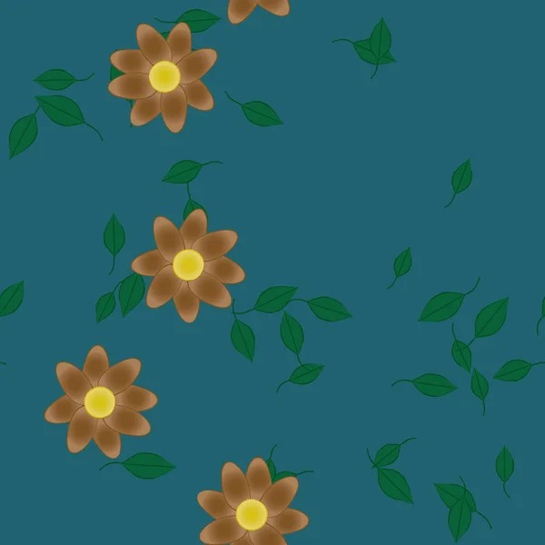 Composición Libre Con Flores Colores Simples Hojas Verdes Para Papel — Vector de stock