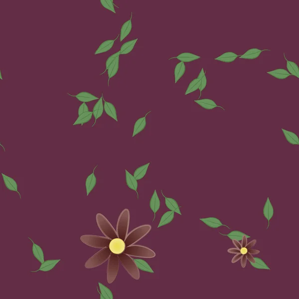 Composición Libre Con Flores Colores Simples Hojas Verdes Para Papel — Vector de stock