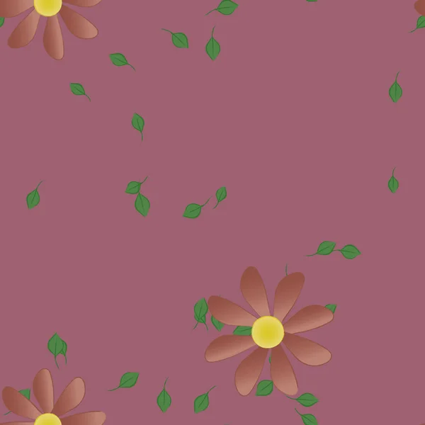 Composición Libre Con Flores Colores Simples Hojas Verdes Para Papel — Vector de stock