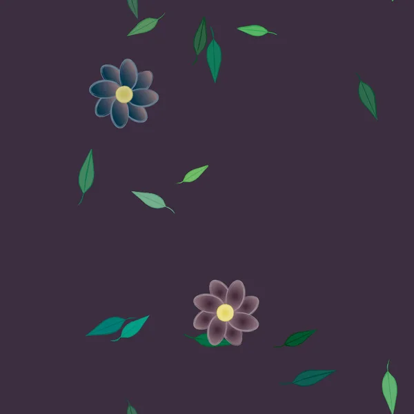 Composition Design Avec Fleurs Simples Feuilles Vertes Illustration Vectorielle — Image vectorielle