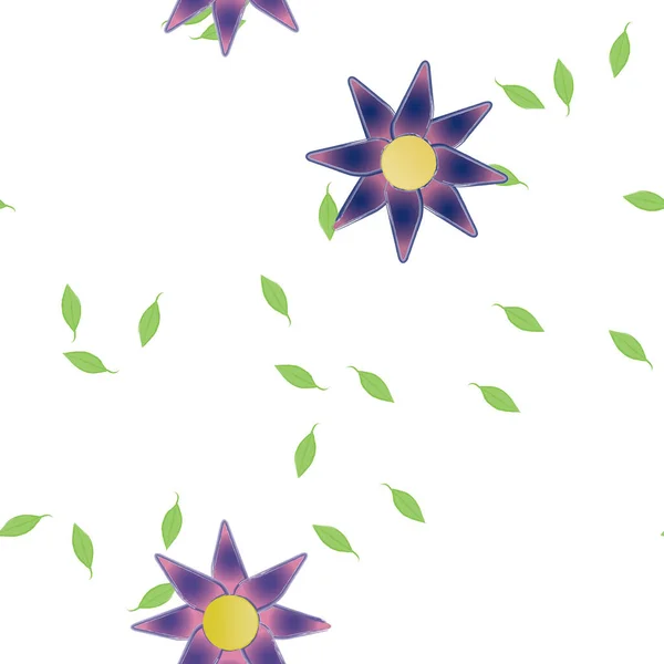 Fleurs Simples Avec Des Feuilles Vertes Composition Libre Illustration Vectorielle — Image vectorielle