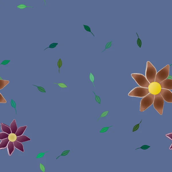 Fleurs Simples Avec Des Feuilles Vertes Composition Libre Illustration Vectorielle — Image vectorielle