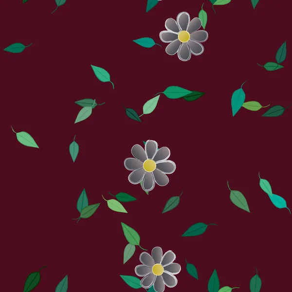 Composición Libre Con Flores Colores Simples Hojas Verdes Para Papel — Vector de stock