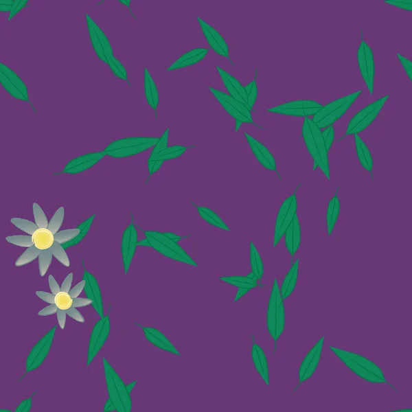 Composición Diseño Con Flores Simples Hojas Verdes Ilustración Vectorial — Vector de stock