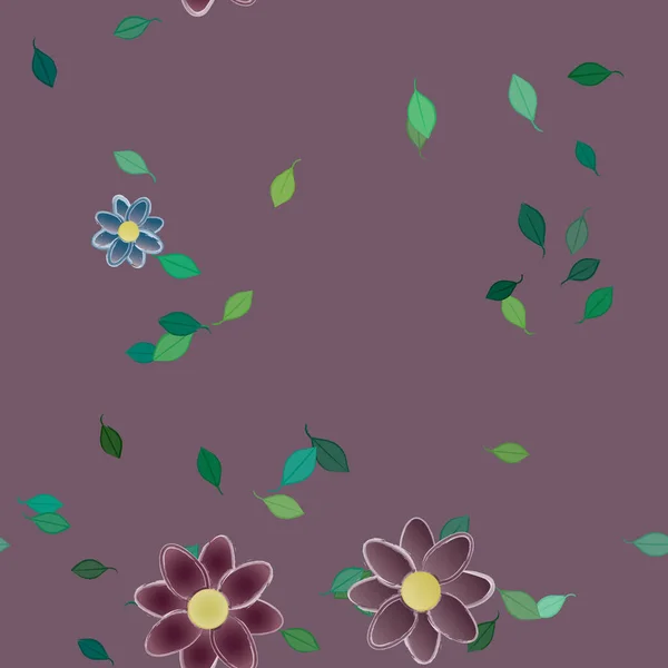 Composición Libre Con Flores Colores Simples Hojas Verdes Para Papel — Vector de stock