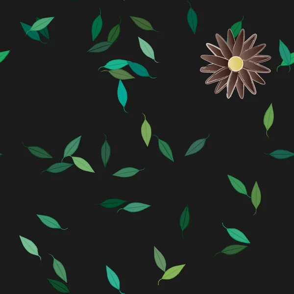 Composição Design Com Flores Simples Folhas Verdes Ilustração Vetorial — Vetor de Stock