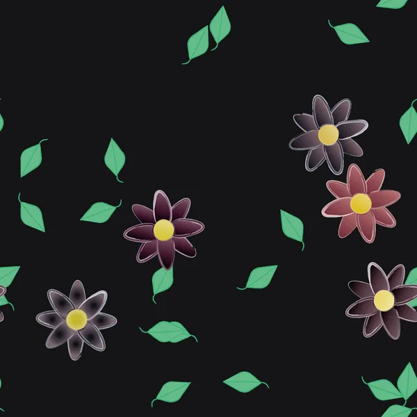 Composición Libre Con Flores Colores Simples Hojas Verdes Para Papel — Vector de stock