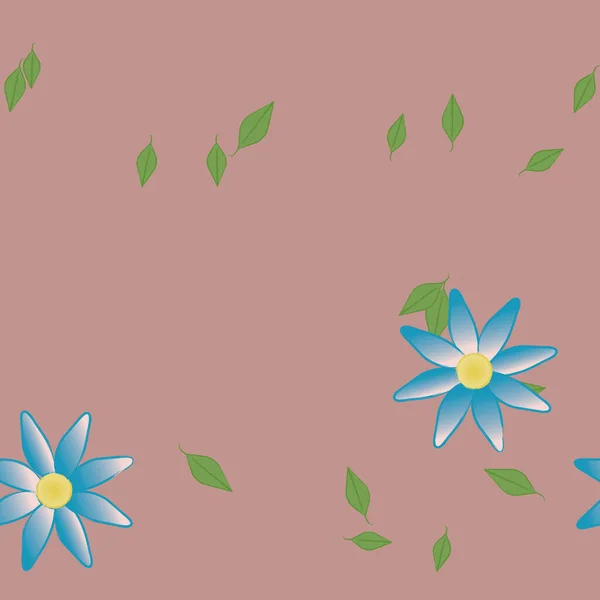 Composición Libre Con Flores Colores Simples Hojas Verdes Para Papel — Vector de stock