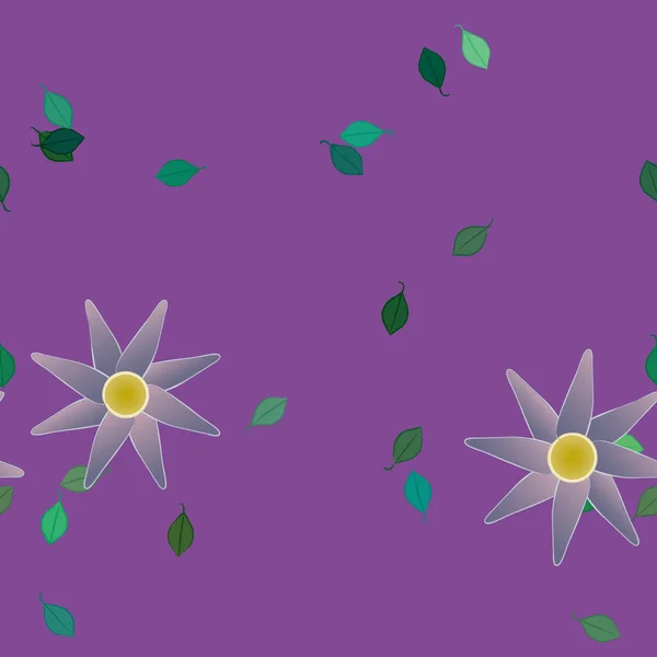 Fleurs Simples Avec Des Feuilles Vertes Composition Libre Illustration Vectorielle — Image vectorielle