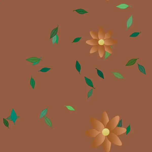 Composition Design Avec Fleurs Simples Feuilles Vertes Illustration Vectorielle — Image vectorielle