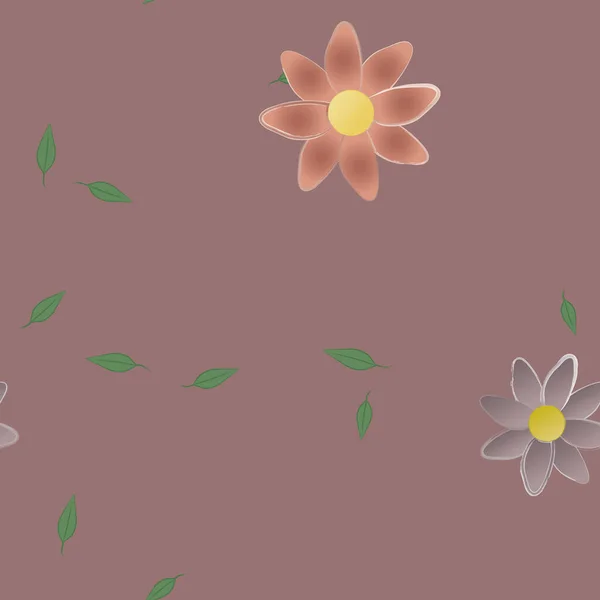 Fleurs Simples Avec Des Feuilles Vertes Composition Libre Illustration Vectorielle — Image vectorielle