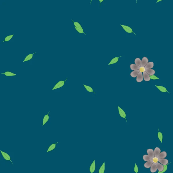 Composición Diseño Con Flores Simples Hojas Verdes Ilustración Vectorial — Vector de stock