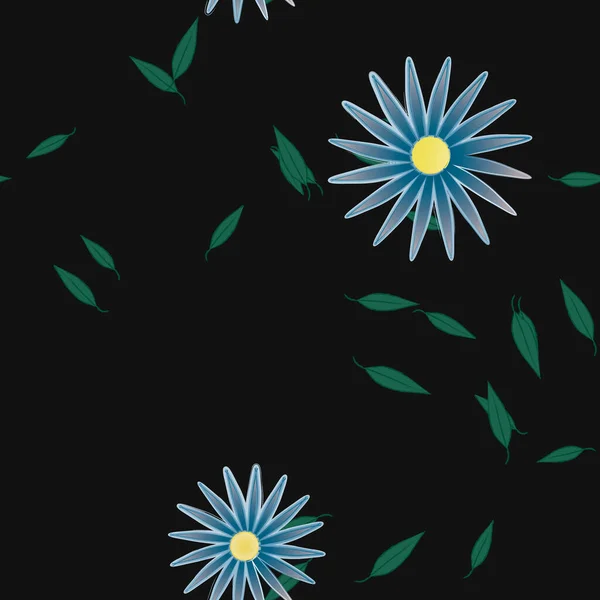 Composición Libre Con Flores Colores Simples Hojas Verdes Para Papel — Archivo Imágenes Vectoriales