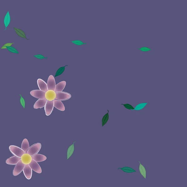 Composition Design Avec Fleurs Simples Feuilles Vertes Illustration Vectorielle — Image vectorielle