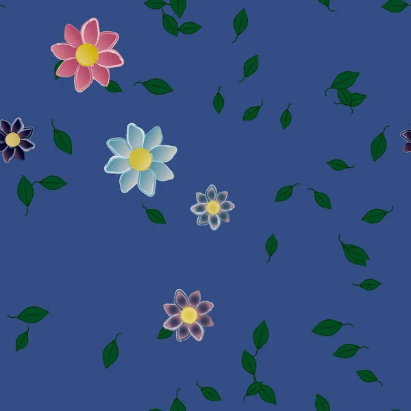 Composition Design Avec Fleurs Simples Feuilles Vertes Illustration Vectorielle — Image vectorielle