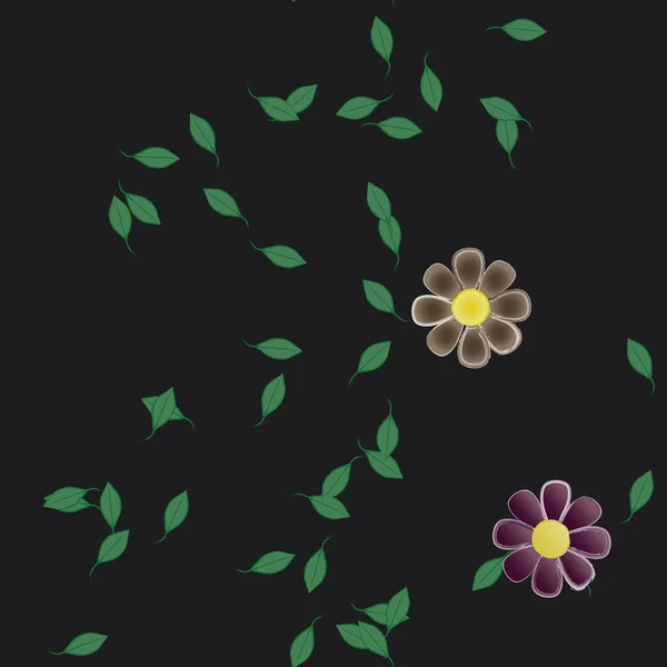 Composición Libre Con Flores Colores Simples Hojas Verdes Para Papel — Vector de stock